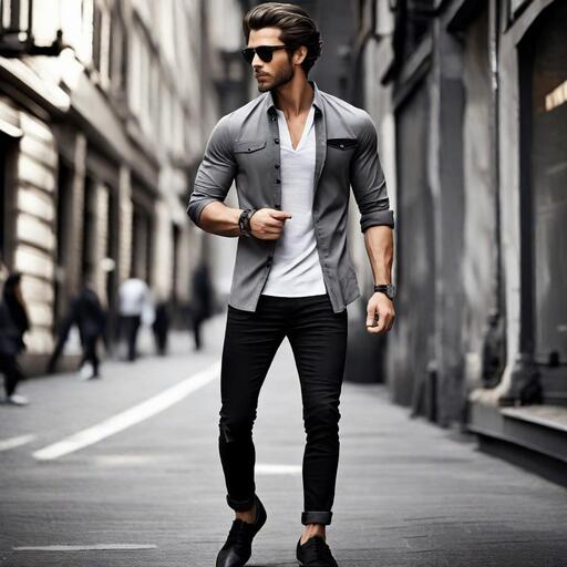 Grey Shirt with Black Jeans