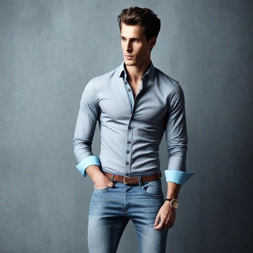 Grey Shirt with Light Blue Jeans