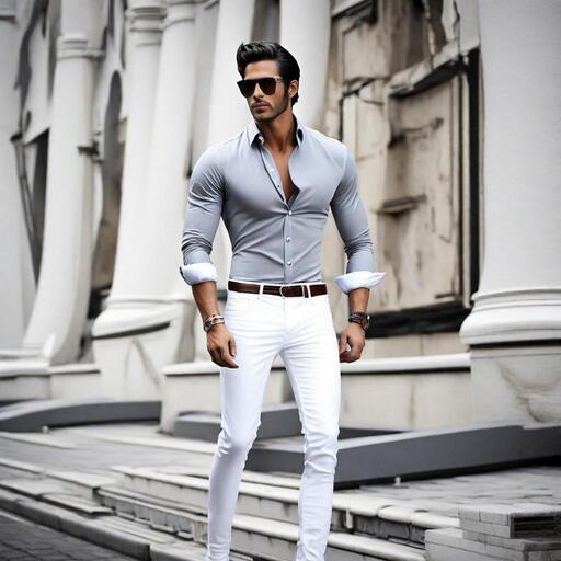 Grey Shirt with White Jeans