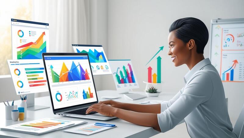 Digital marketer researching long-tail keywords for content strategy